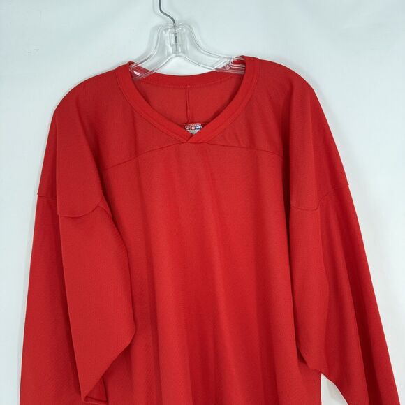 Vintage CCM Air-Knit Red BLANK Hockey Jersey Mens XL Canada Made - Picture 1 of 16